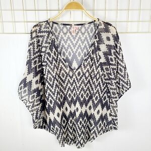 Sweet Pea by Stacy Frati Y2K Whimsigoth Printed Sheer Mesh Blouson Blo…